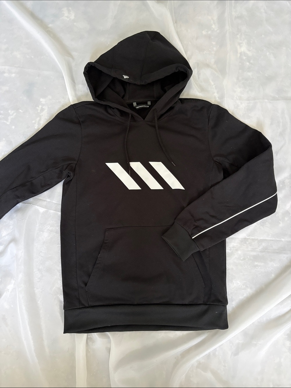 adidas Black Hoodie with White Three-Stripes Chest Graphic